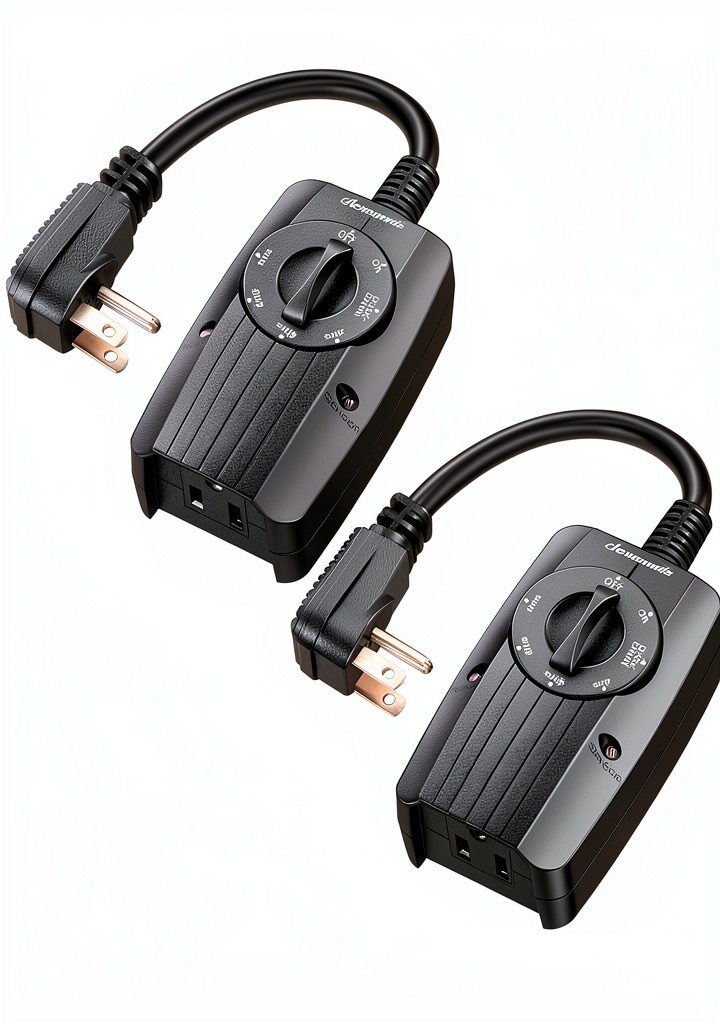 DEWENWILS plug-in timer installed outdoors controlling string lights