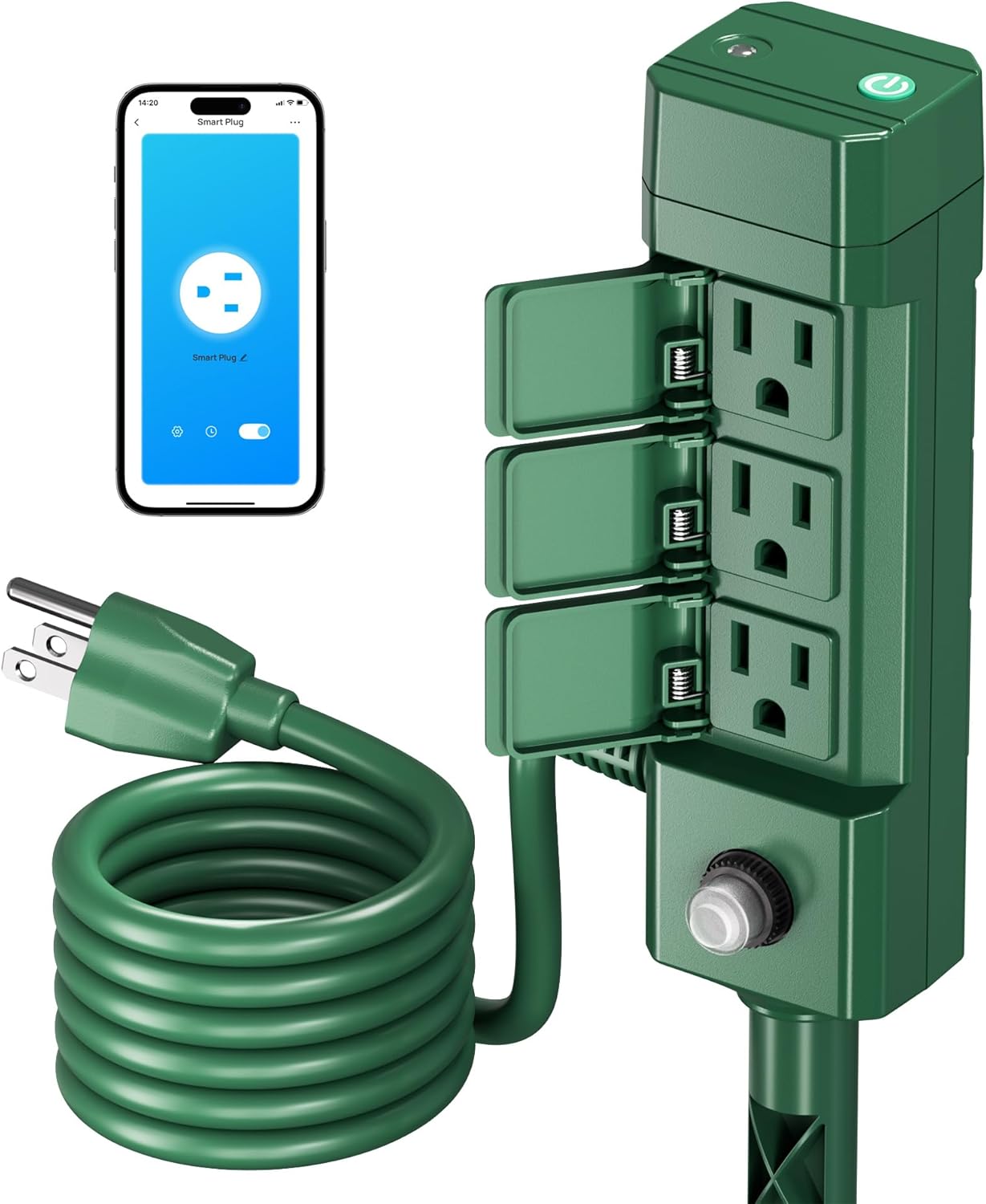 HBN Outdoor Smart Plug installed in a garden setting