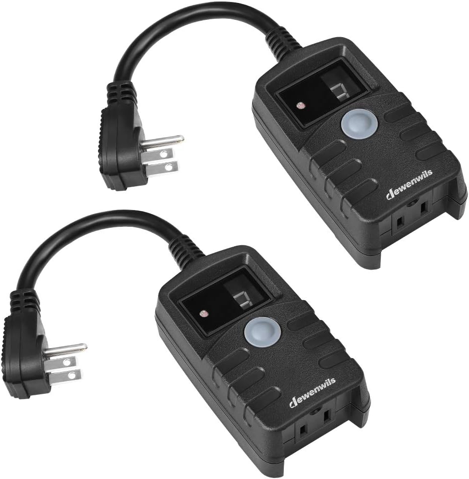 DEWENWILS plug-in timer showing modes and outlets
