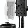 SURAIELEC Outdoor Timer 15FT Cord Dusk to Dawn Sensor-0