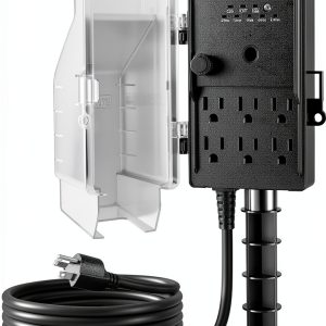 SURAIELEC Outdoor Timer 15FT Cord Dusk to Dawn Sensor-0