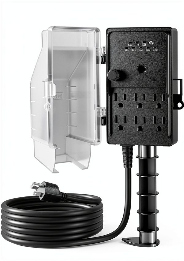 SURAIELEC Outdoor Timer 15FT Cord Dusk to Dawn Sensor-0