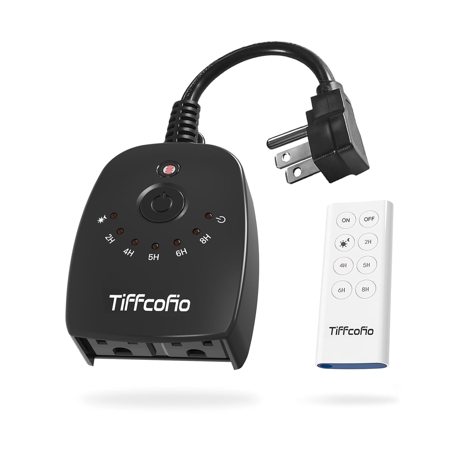 TiFFCOFiO Outdoor Timer installed on an outdoor wall with connected lights