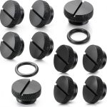 Hotop 10 Pcs Black G 1/4 PC Water Cooling Plug Fittings with O- Ring Stop Fitting for Computer Water Cooling System-0
